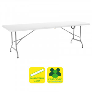 MESA DE RESINA PLEGABLE 240X74X74CM...
