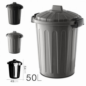 CUBO DE BASURA CON TAPA GRIS 50...