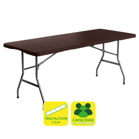 MESA DE RESINA PLEGABLE EFECTO RATÁN...