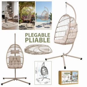 BALANCIN PLEGABLE BEIGE 103X103X197CM