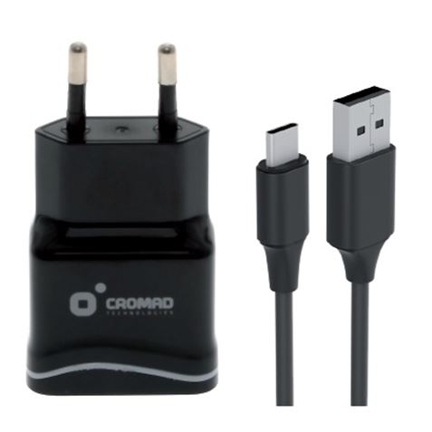 PACK CARGADOR CORRIENTE 2.1A + CABLE TIPO C 2.0 CROMAD - CR0913-1 PACK CARGADOR CORRIENTE 2.1A + CABLE TIPO C 2.0 CROMAD - CR0913-1