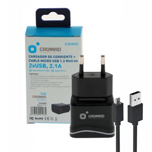 PACK CARGADOR CORRIENTE 2.1A + CABLE MICRO USB CROMAD - CR0880-2