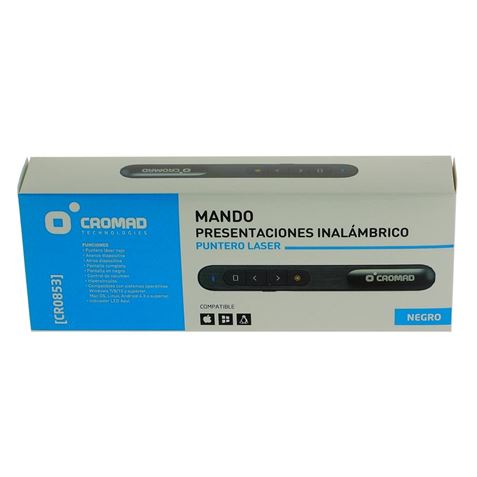 MANDO PRESENTACIONES INALAMBRICO PUNTERO LASER NEGRO CROMAD - CR0853-1
