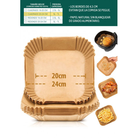PACK 20 BASES PAPEL PARA AIRFRYER...