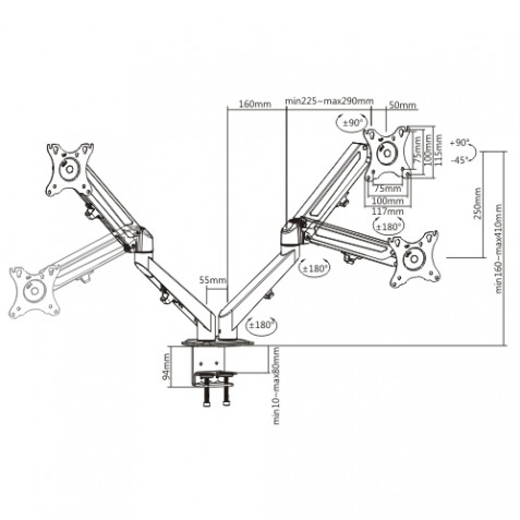 SOPORTE DE MESA 2 MONITORES 17"-27"...