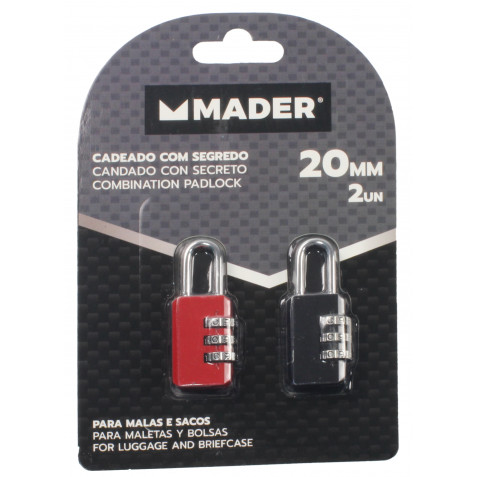 PACK 2 CANDADOS 20MM. CON COMBINACION...
