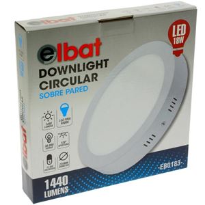 DOWNLIGHT CIRCULAR SOBRE PARED LED 18W LUZ FRIA ELBAT - EB0183-3