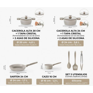 BATERIA DE COCINA 9 PIEZAS DENMARK MONIX