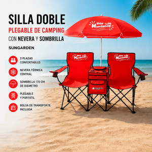 SILLA DOBLE PLEGABLE DE CAMPING CON...