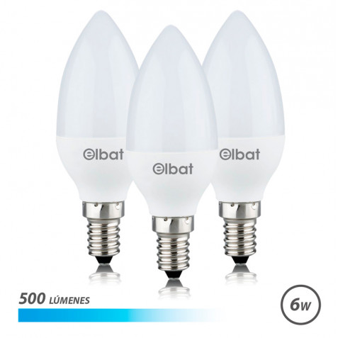 PACK 3 BOMBILLAS LED C37 | 6W | 500LM...