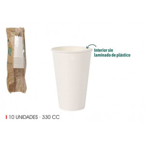 SET 10 VASO BLANCO CARTON 330CC ALGON