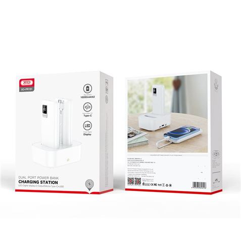 PACK BASE CARGA + 2 X POWERBANK PR151 10000MAH | USB + TIPO C | LCD XO - XOPR151