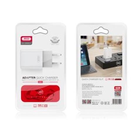 PACK CARGADOR CORRIENTE L85D 18W + CABLE TIPO C BLANCO XO - XOL85DPACK
