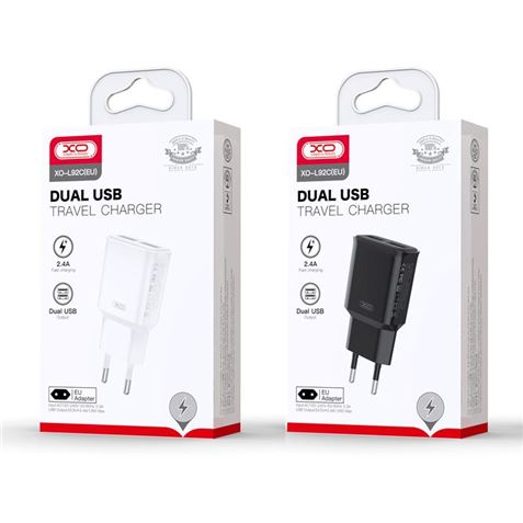 CARGADOR DE CORRIENTE L92C 2.4A 2XUSB NEGRO XO - XOL92C