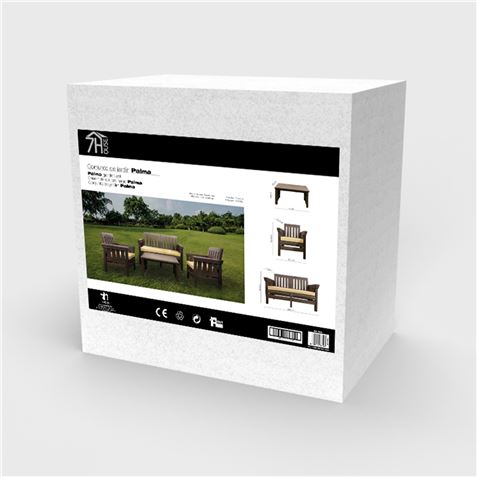 CONJUNTO DE JARDIN PALMA MARRON MESA + SOFÁ + 2 SILLAS RATAN - 75794-4