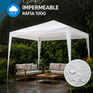 CARPA ACERO RAFIA 3X3 METROS BLANCA...
