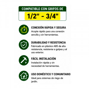 ADAPTADOR DE GRIFO 1/2" - 3/4" PARA...