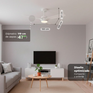 VENTILADOR DE TECHO 30W 47" CON LED Y...