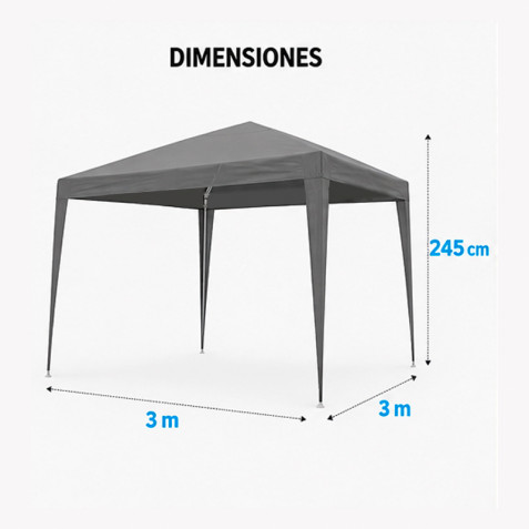 CARPA ACERO RAFIA 3X3 METROS GRIS...