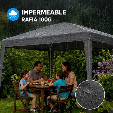 CARPA ACERO RAFIA 3X3 METROS GRIS...
