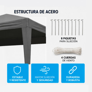 CARPA ACERO RAFIA 3X3 METROS GRIS...