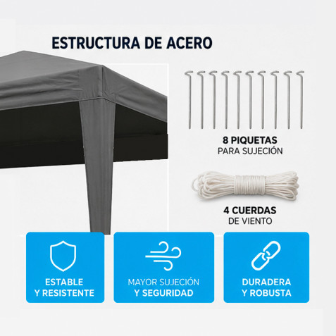 CARPA ACERO RAFIA 3X3 METROS GRIS...
