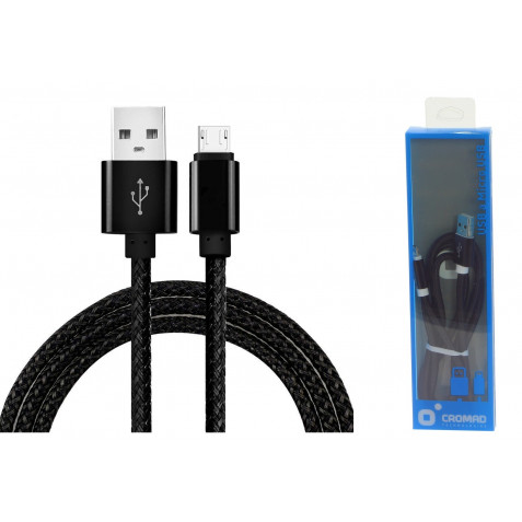 CABLE USB A MICRO USB METAL NEGRO CROMAD