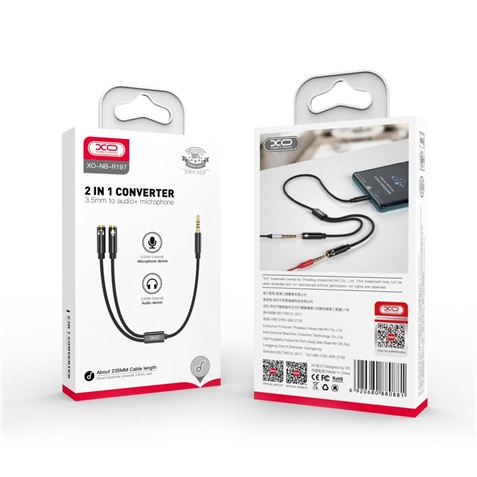 CABLE NBR197 MINI JACK A 2 MINI JACK HEMBRAS AUDIO + MICROFONO XO - XONBR197-5