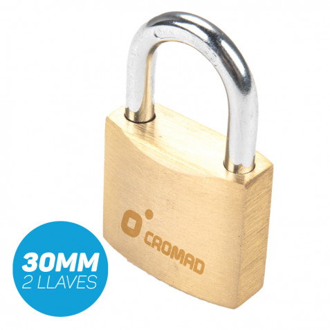 CANDADO DE LATÓN 30MM 2 LLAVES CROMAD