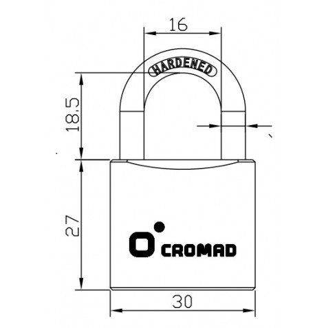 CANDADO DE LATÓN 30MM 2 LLAVES CROMAD