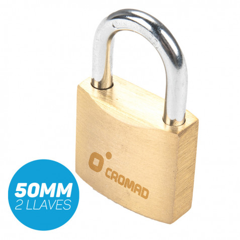 CANDADO DE LATÓN 50MM 2 LLAVES CROMAD