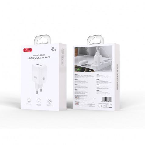 CARGADOR USB+USB-C 45W CE36 BLANCO XO