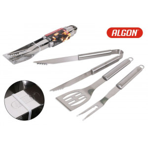 SET 3 ACCESORIOS BARBACOA SILVER ALGON