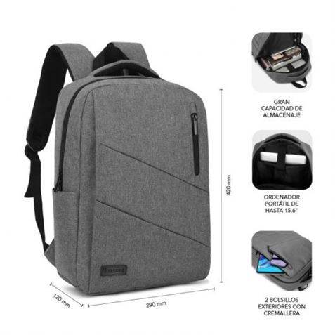 MOCHILA PARA PORTATILES HASTA 15.6" CITY BACKPACK CON USB SUBBLIM GRIS - BP-2BL2000-2