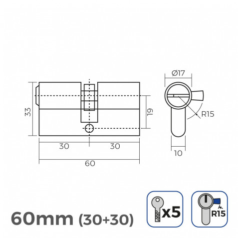 BOMBIN LATON 60MM 30+30MM LEVA LARGA...