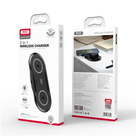 ESTACION DE CARGA RÁPIDA DOBLE WX025 INALAMBRICA 20W XO - XOWX025-4