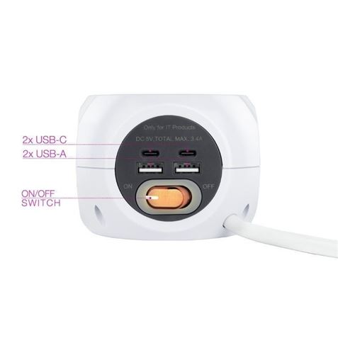 BASE MULTIPLE 3 TOMAS + 4 USB NANOCABLE - 10.37.0001-1