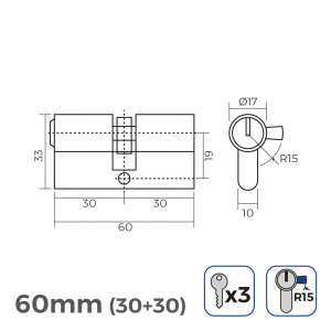 BOMBIN LATON 60MM 30+30MM LEVA LARGA