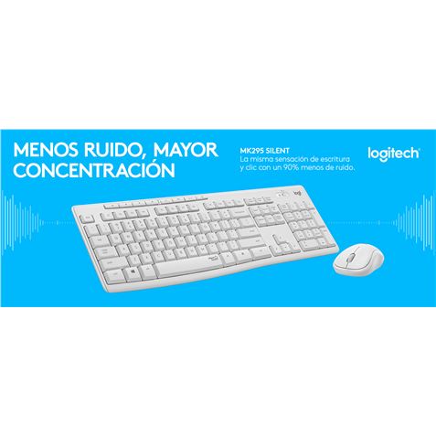 KIT TECLADO Y RATON WIRELESS SILENT TOUCH MK295 LOGITECH BLANCO - 920-009822-1