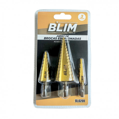 JUEGO 3 PCS BROCAS ESCALONADAS BLIM