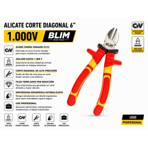 ALICATE CORTE DIAGONAL 6" 1.000V BLIM