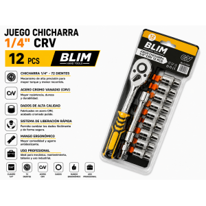 JUEGO CHICHARRA 1/4" CRV 12 PCS BLIM