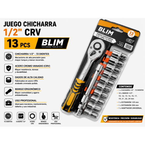 JUEGO CHICHARRA 1/2" CRV 13 PCS BLIM