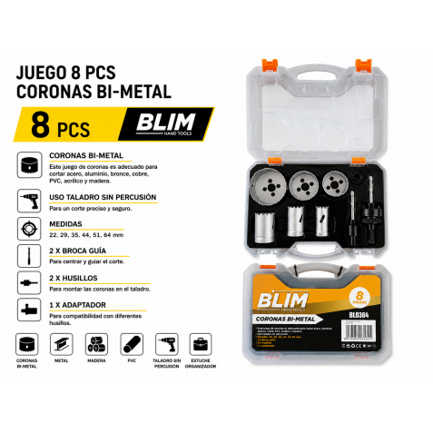 JUEGO 8 PCS CORONAS BI-METAL BLIM