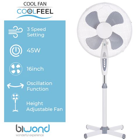 VENTILADOR DE PIE 45W | 3VELOCIDADES | COOLFEEL BIWOND - BW0083