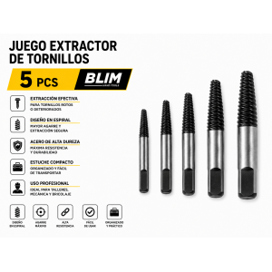 JUEGO EXTRACTOR DE TORNILLOS 5 PCS BLIM
