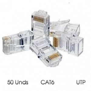 PAQUETE 50 CONECTORES RJ45 CAT6 UTP...