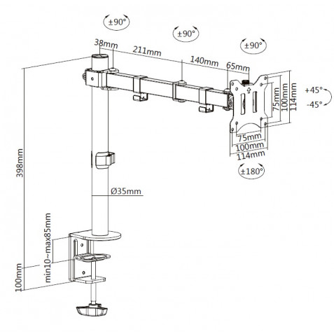 SOPORTE DE MESA 1 MONITOR 13"-32" CROMAD