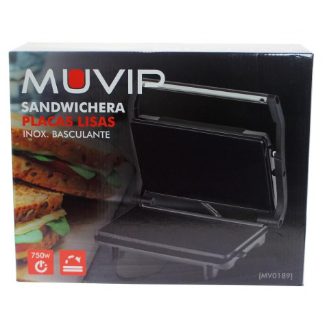 SANDWICHERA INOX PLACA LISA 750W MUVIP