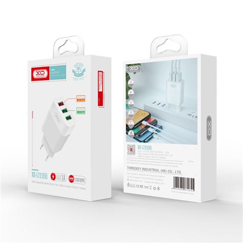 PACK CARGADOR DE CORRIENTE L72 18W QUICK CHARGE 3.0 | CABLE LIGHTNING USB X - XOL72WH-1